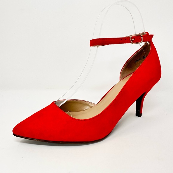 Dream Pairs Women's Red Suede Low Heel Dress Pump - Picture 3 of 11